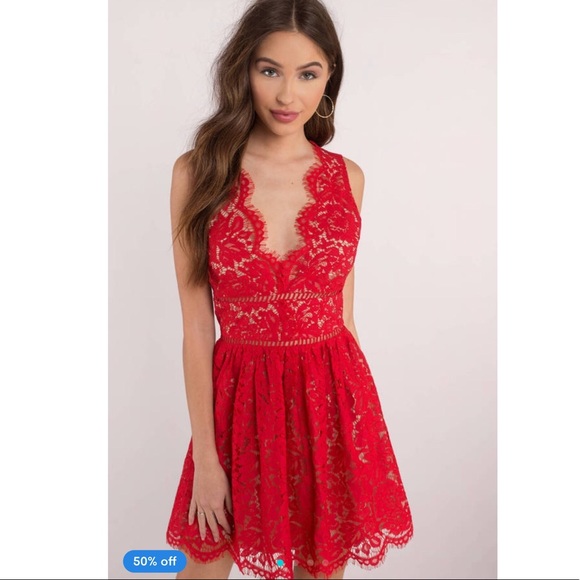 Soieblu Dresses & Skirts - Soieblu Red Lace Dress C8